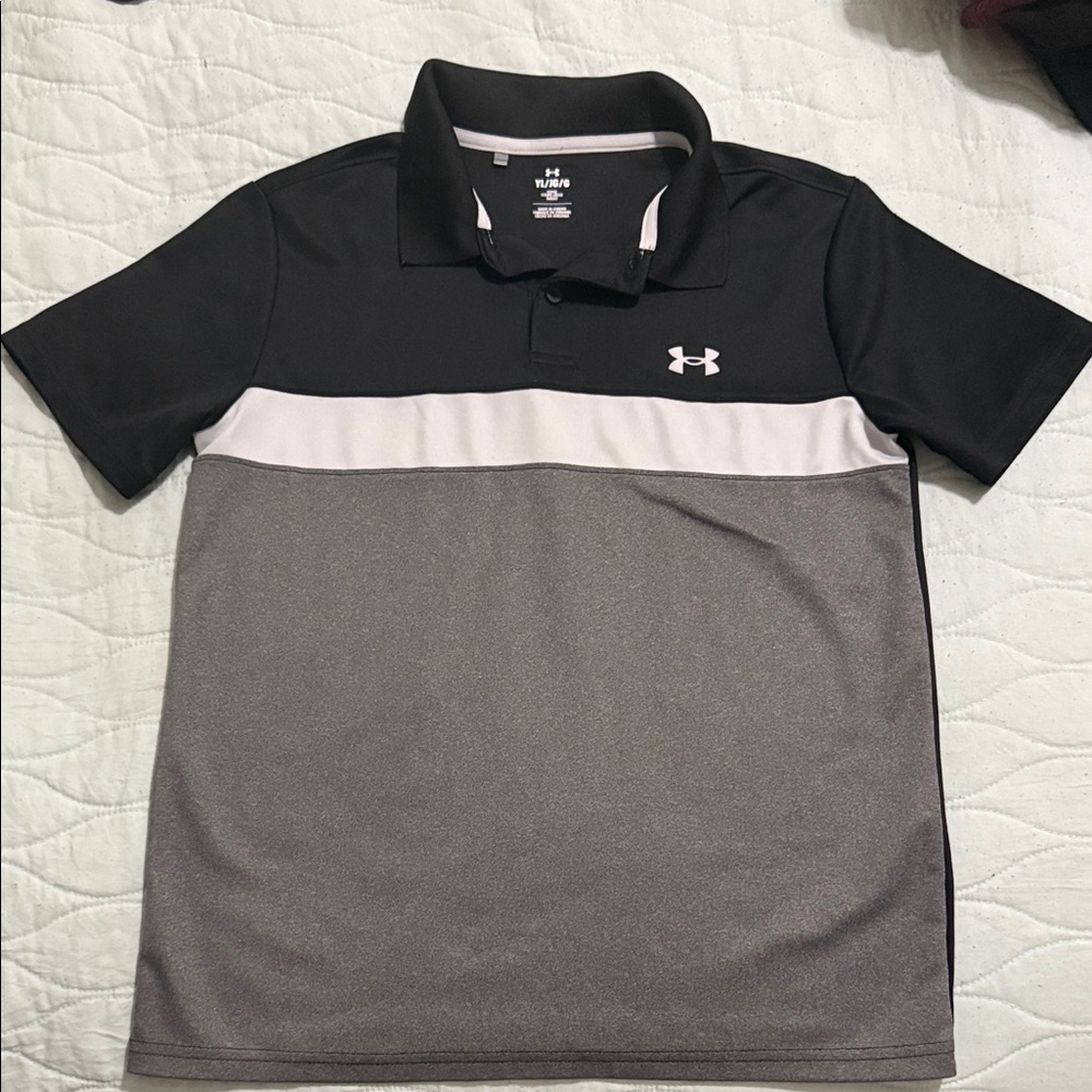 Under Armour Kids Polo in Black, White, and Gray